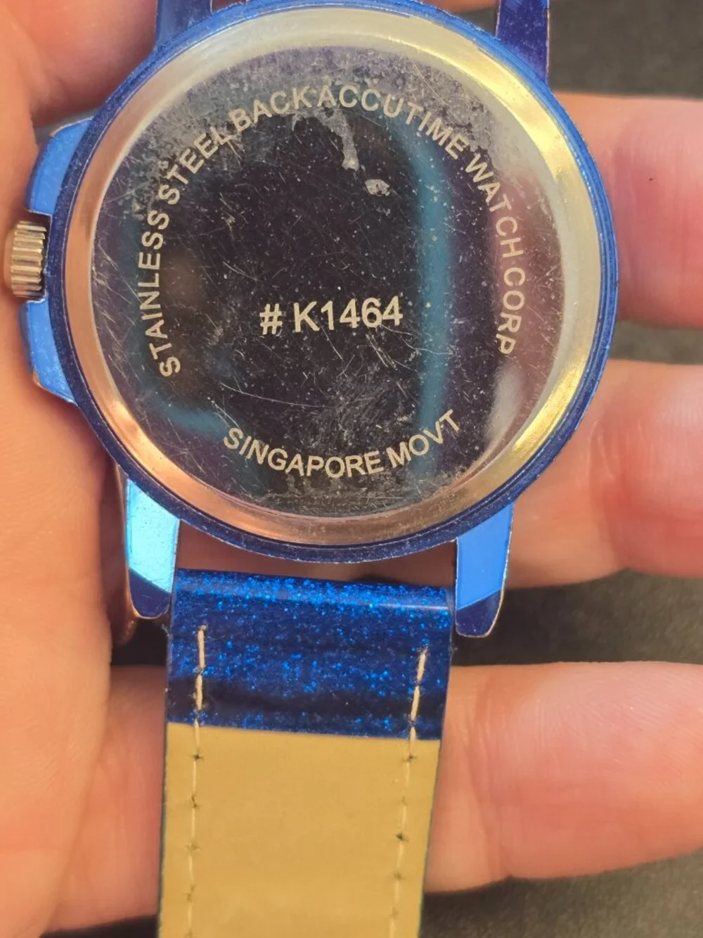 Blue Patten Leather Wrist Watch with Silver and Blue Leopard Print